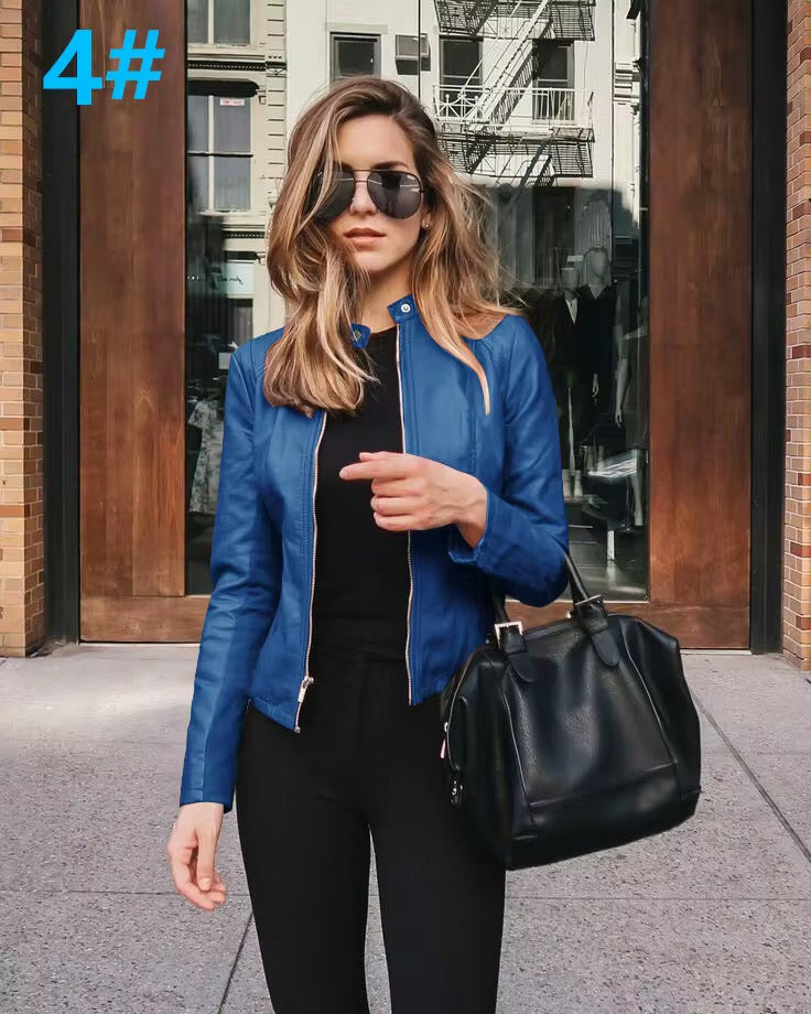 CHAQUETA DE CUERINA AZUL