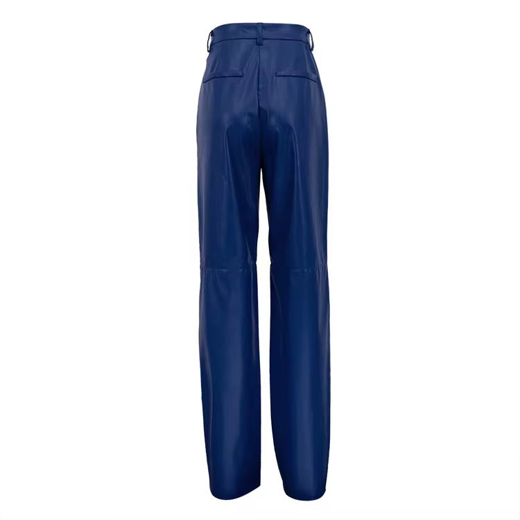 PANTALON DE CUERINA AZUL
